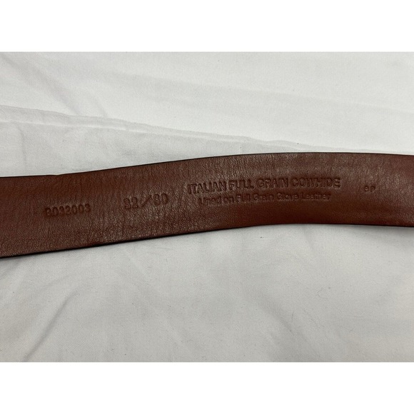 ROUNDTREE &YORKE Belt Men 32 Italian Cowhide Leather Brown Brass Buckle - Picture 8 of 9